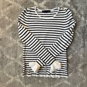 Madewell Black and White Striped Long Sleeve Top